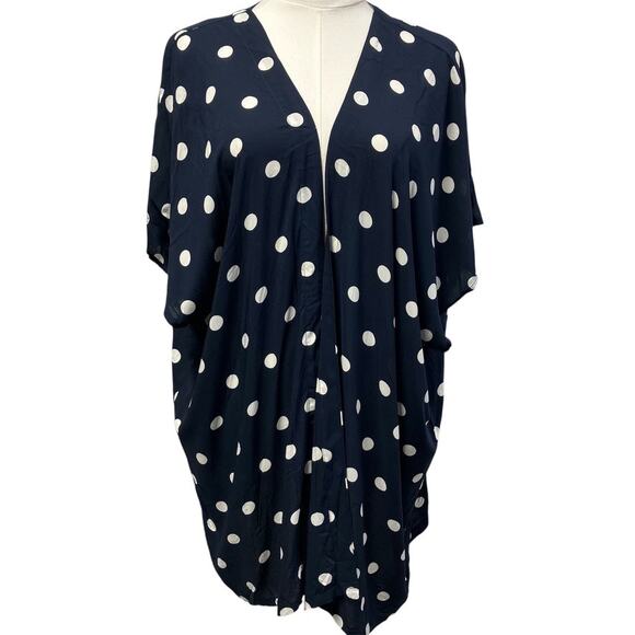 Loft Polka Dot Kimono Womens XS/S New Navy Blue Summer Spring‎ Beach Flowy - Picture 1 of 12